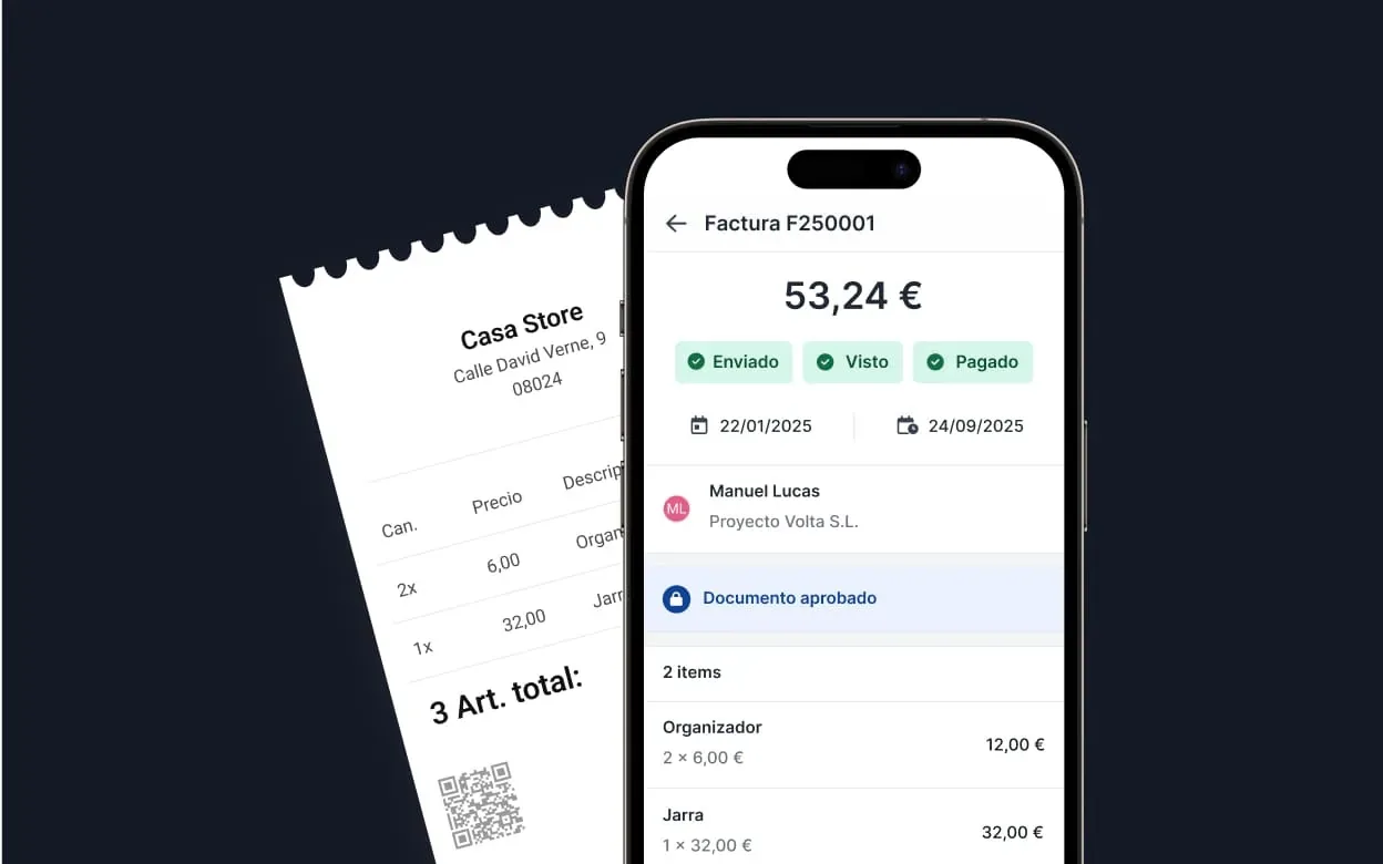 App móvil de Holded mostrando una factura